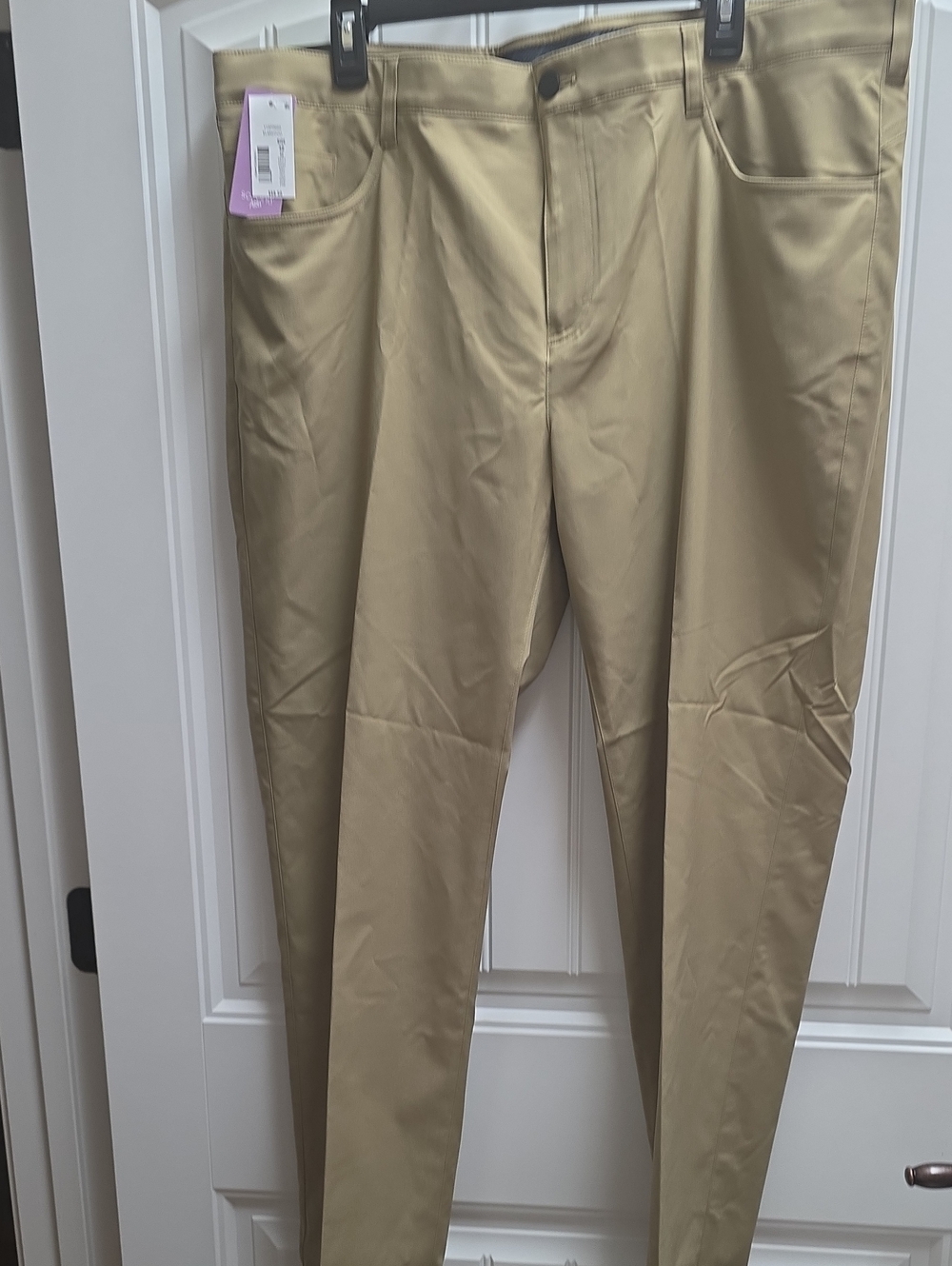Mens Roundtree & Yorke Sorona Classic Khaki Dress Pants - Beige 42 Wide 32 Long